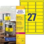 AVERY ZWECKFORM - Etykiety Heavy Duty, A4, 20 ark./op., 63,5 x 29,6 mm, żółte, poliestrowe - L6105-20